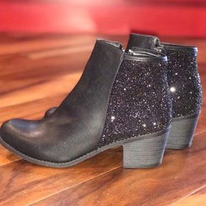 Black glitter booties